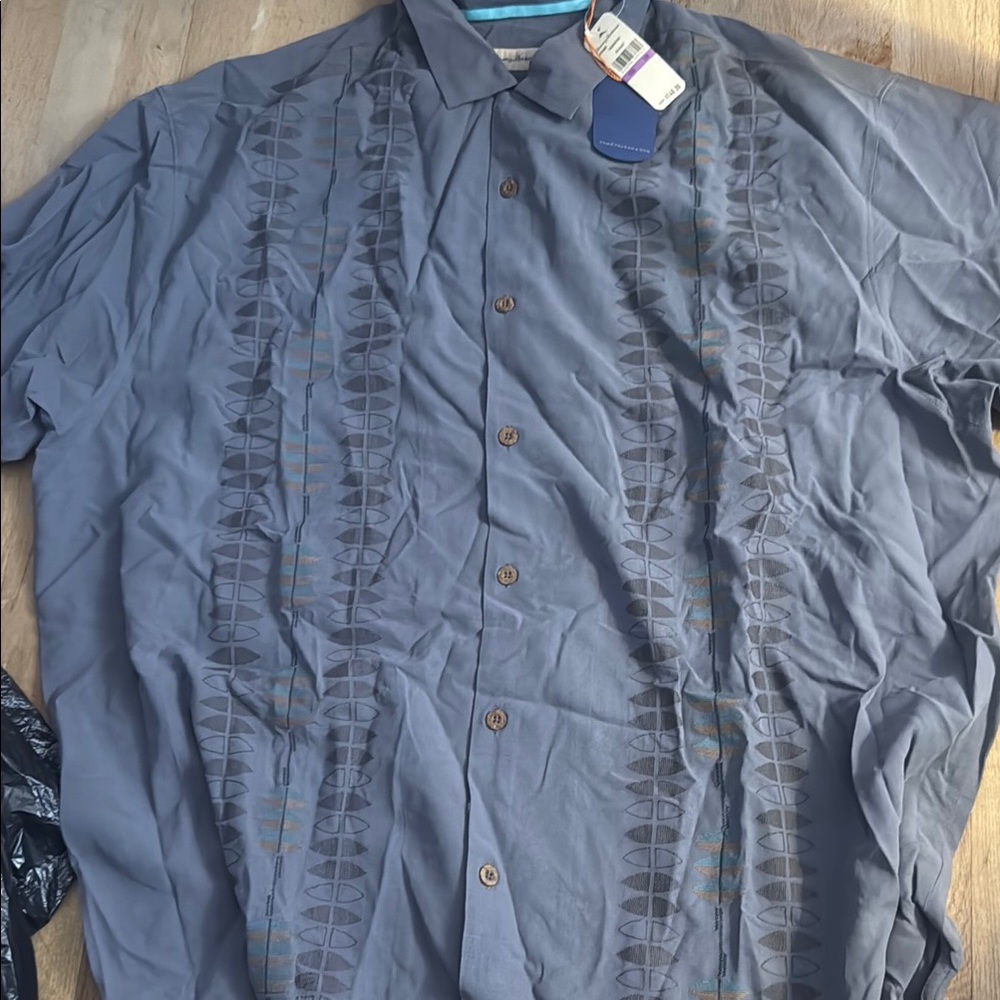 Tommy Bahama Gray Dress Shirt with Pleated Front